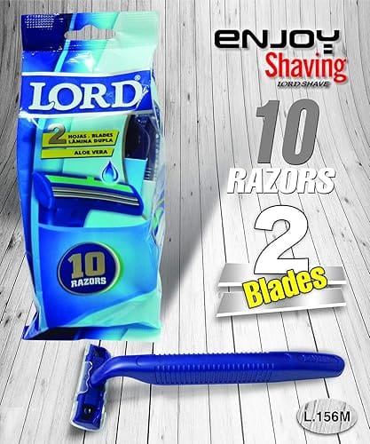 Lord Razors Twin Blade With Lubricating Strip10 Disposabl